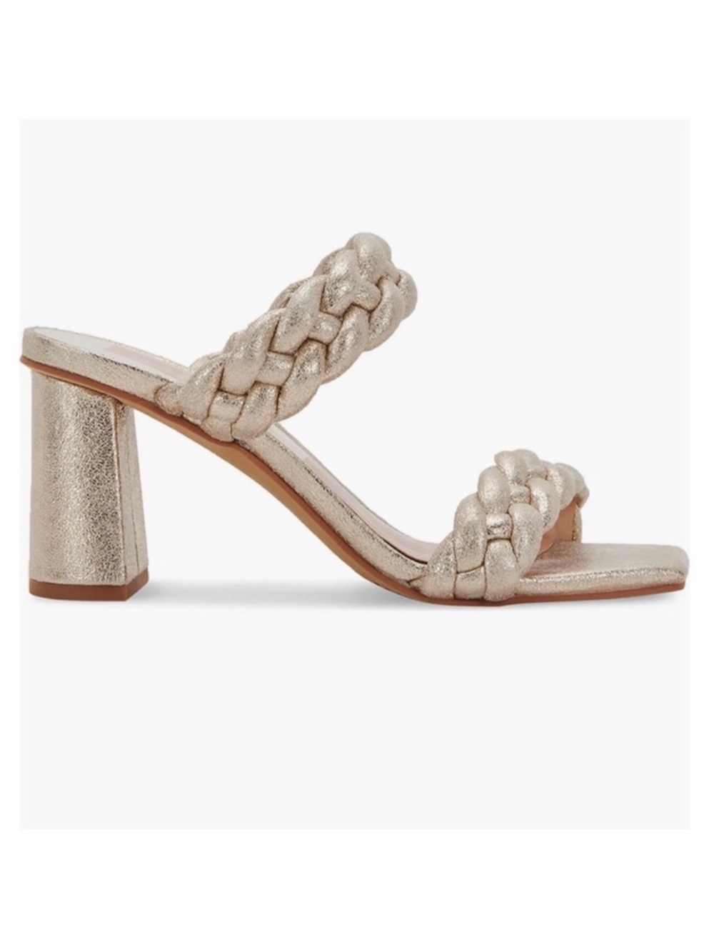 Dolce Vita Braided Metallic Two-Strap Block Heel Sandal - Gold Never worn 8.5